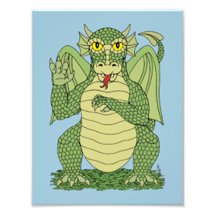 Cute Green Dragon Photo Print