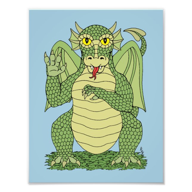 Cute Green Dragon Photo Print (Front)