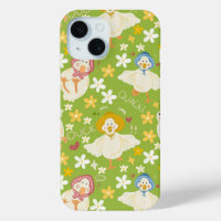 Cute Green Duck & Daisy Flower Seamless Pattern
