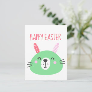 Cute Green Easter Bunny Holiday Postcard