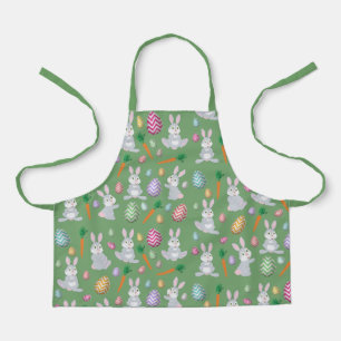 Cute Green Easter Bunny Rabbit Pattern  Apron