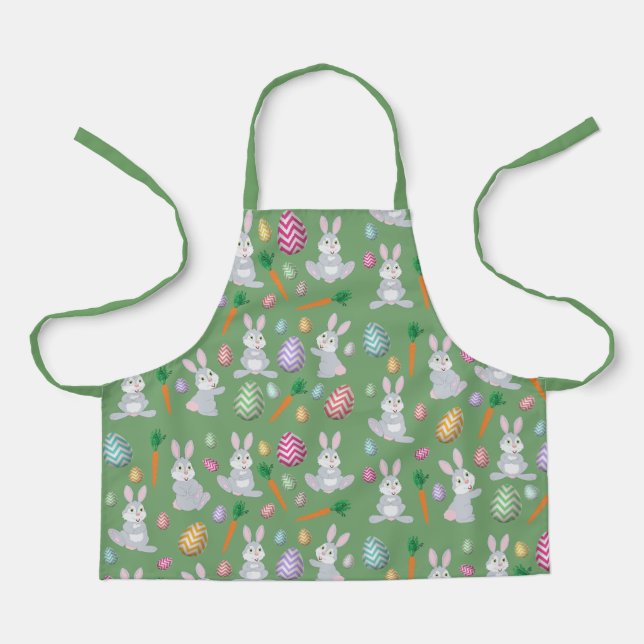 Cute Green Easter Bunny Rabbit Pattern  Apron (Front)