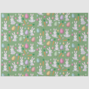 Cute Green Easter Bunny Rabbit Pattern Tissue Paper