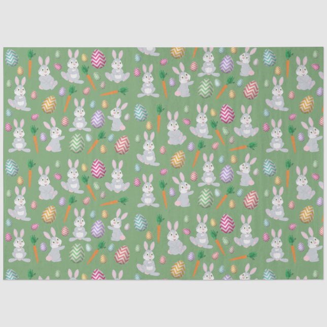 Cute Green Easter Bunny Rabbit Pattern  Tissue Paper (Front)