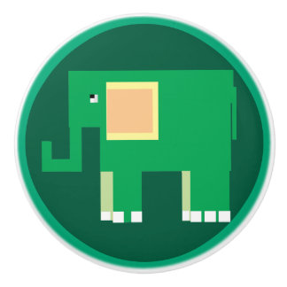 Cute green elephant ceramic knob