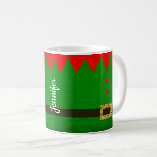 Cute Green Elf Personalised Christmas Mug