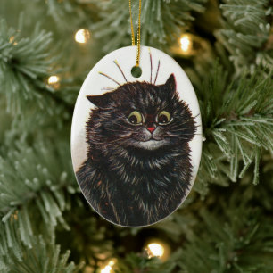 Cute Green Eyed Black Cat • Louis Wain • Ornament 
