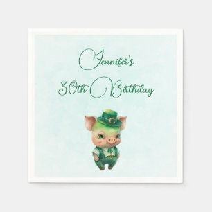 Cute Green Fairytale Pig in Fancy Attire Napkin