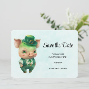 Cute Green Fairytale Pig in Fancy Attire Save The  Date