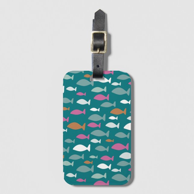 Cute green fish pattern luggage tag (Front Vertical)