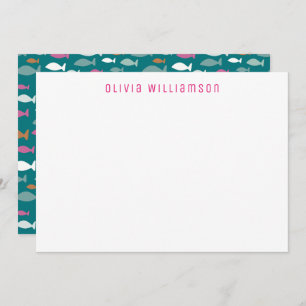 Cute Green Fish Shoal Underwater Notecard