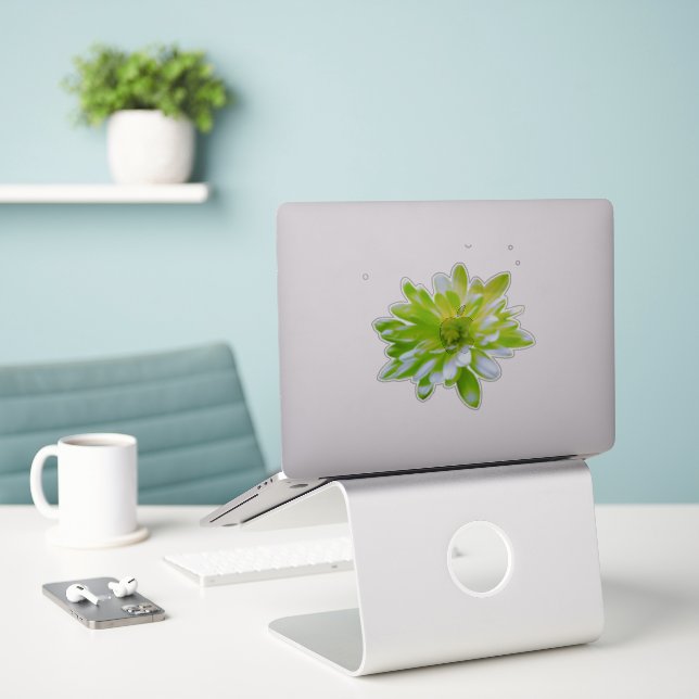 Cute green floral green flower green daisy (Laptop On Desk)