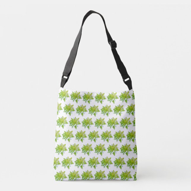 Cute green floral green flower green daisy crossbody bag (Back)