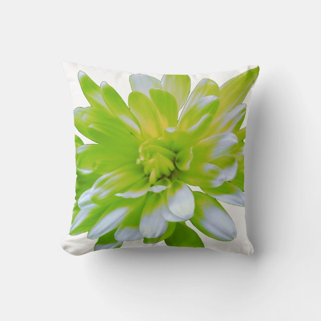 Cute green floral green flower green daisy cushion (Front)