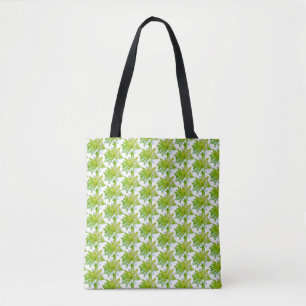 Cute green floral green flower green daisy tote bag