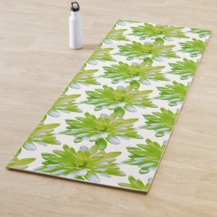 Cute green floral green flower green daisy yoga mat