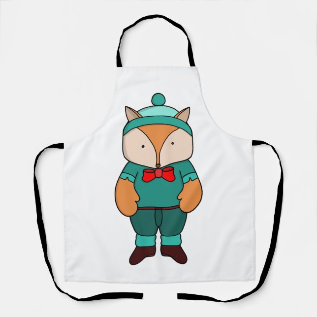 Cute green fox apron (Front)
