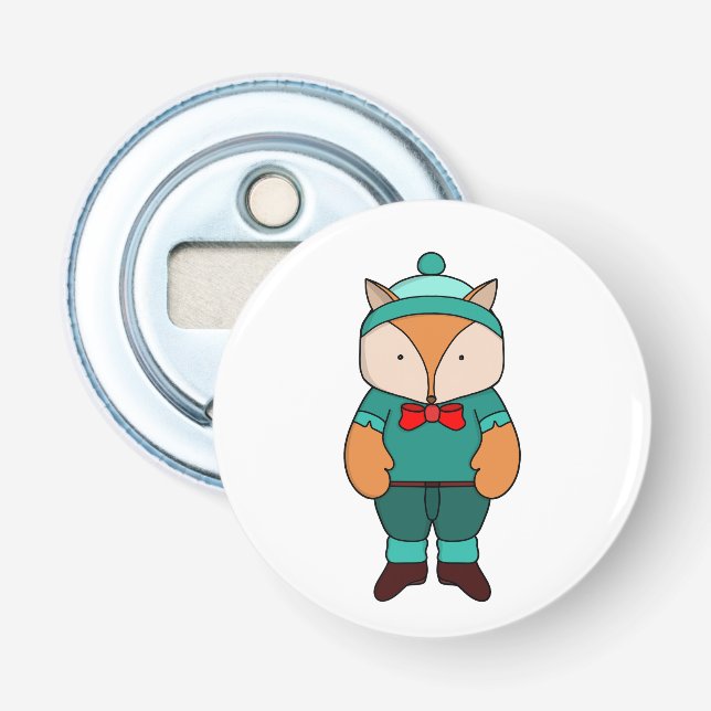 Cute green fox bottle opener (Front)