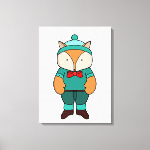 Cute green fox canvas print