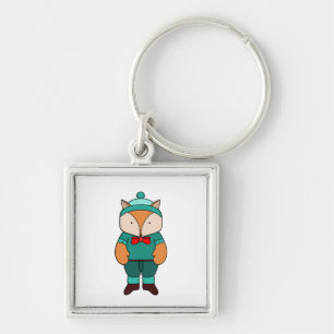 Cute green fox key ring