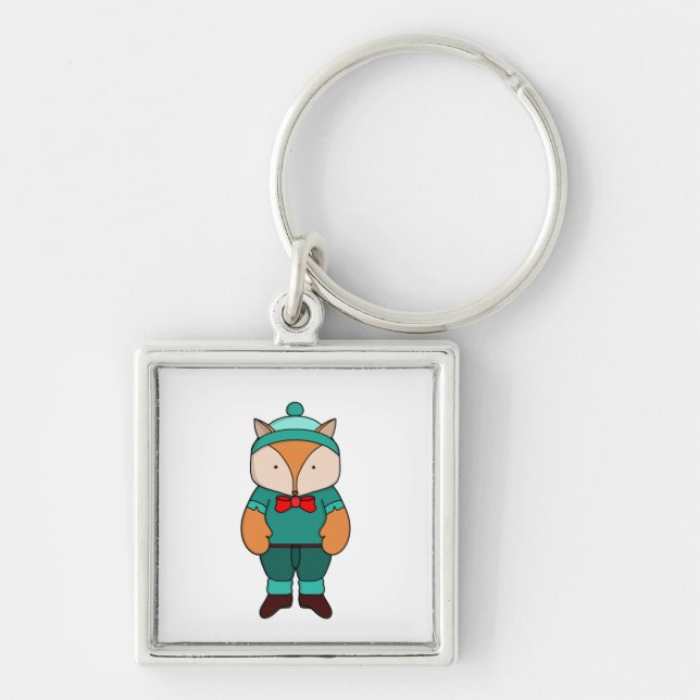 Cute green fox key ring (Front)