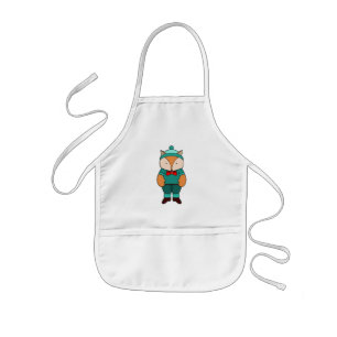 Cute green fox kids apron