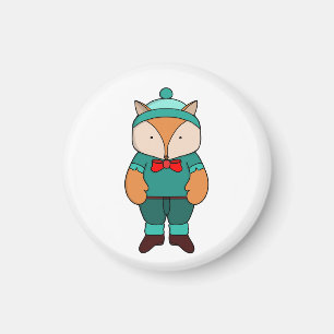 Cute green fox magnet