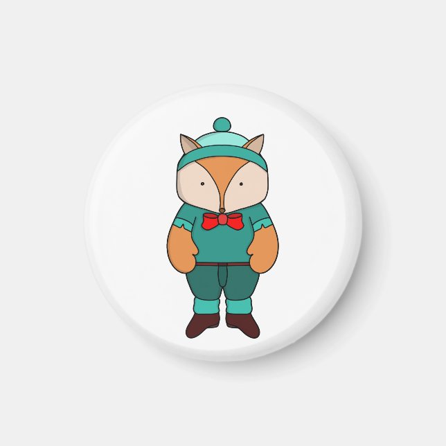 Cute green fox magnet (Front)