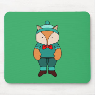 Cute green fox mouse mat