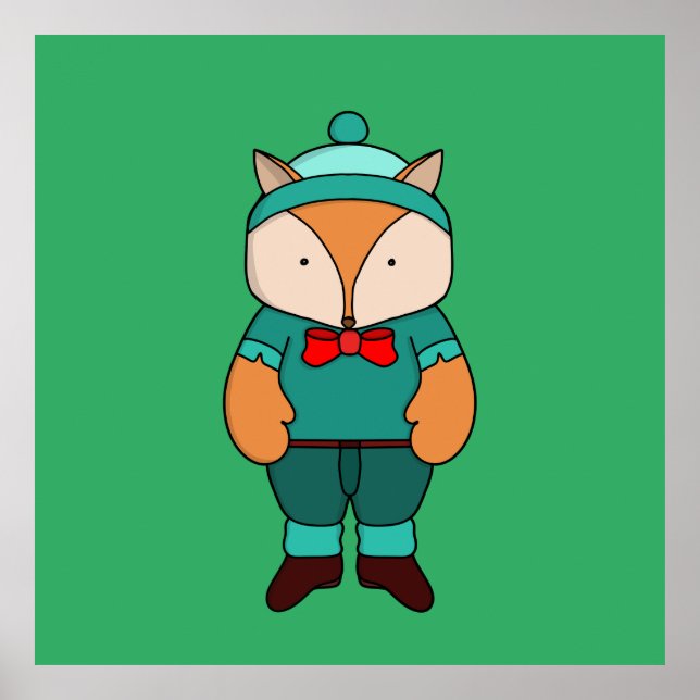 Cute green fox poster (Front)