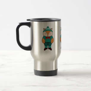 Cute green fox travel mug