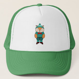 Cute green fox trucker hat