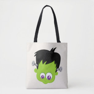 Cute Green Frankenstein Monster face Halloween Tote Bag