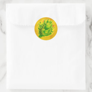 Cute Green Frog Artwork Painting Classic Round Sticker