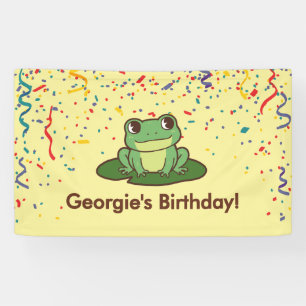 Cute Green Frog Birthday Party Banner