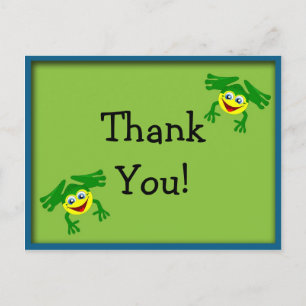 Cute Green Frog Birthday Thank You Postcard