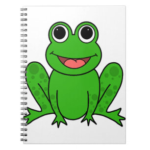 Cute Green Frog Cartoon Notebook
