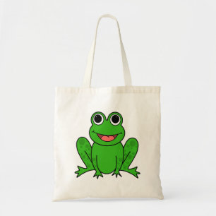 Cute Green Frog Cartoon Tote Bag