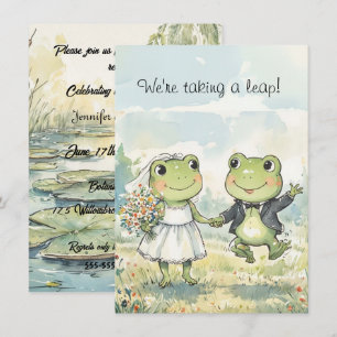 Cute Green Frog Couple Wedding Invitation