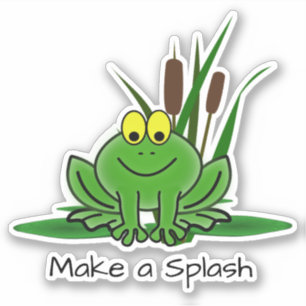 Cute Green Frog Custom-Cut Vinyl Sticker