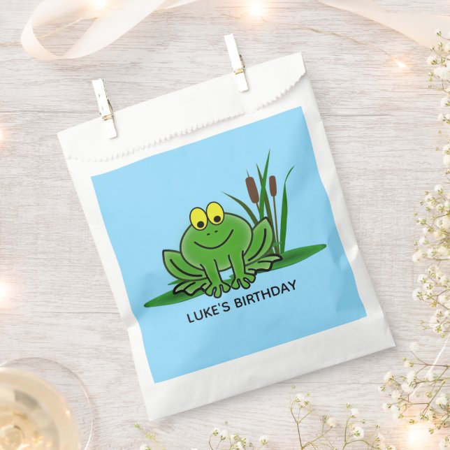 Cute Green Frog Design Favour Bag (Clipped)