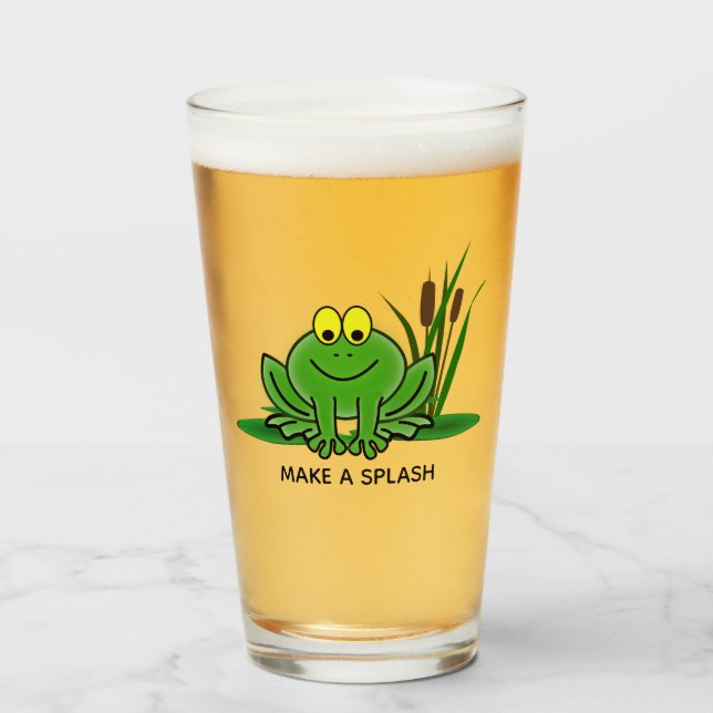 Cute Green Frog Design  Glass Tumbler (Front Filled)