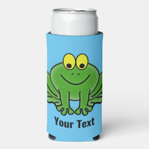 Cute Green Frog Design Seltzer Can Cooler