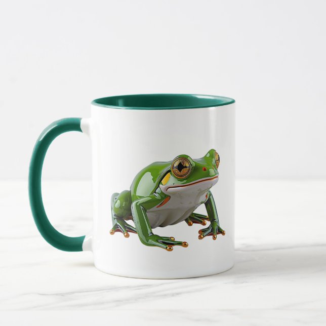 Cute Green Frog Illustration Mug (Left)