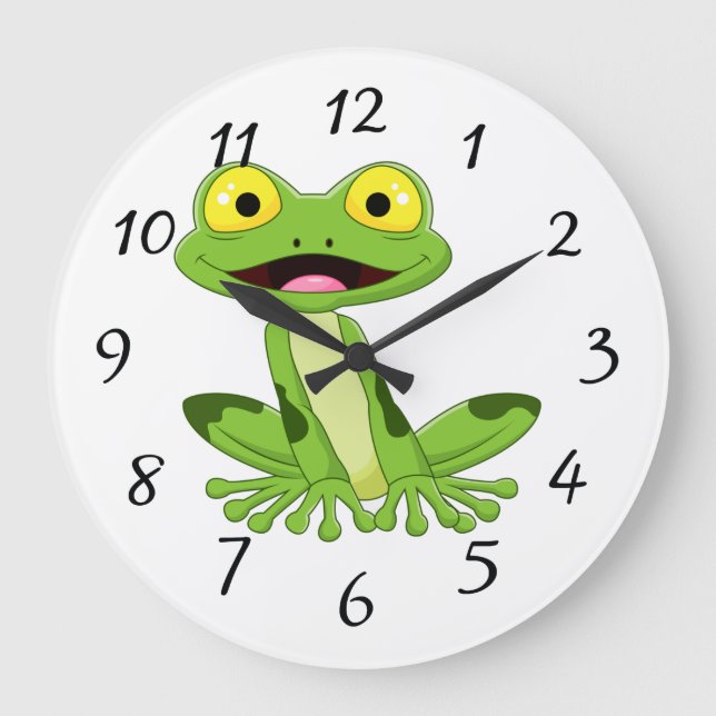 Cute green frog large clock (Front)