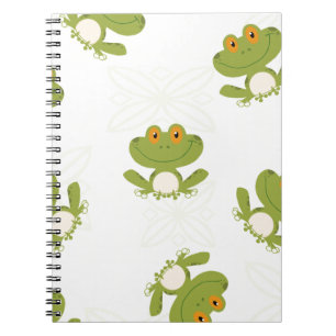 Cute Green Frog Pattern Notebook