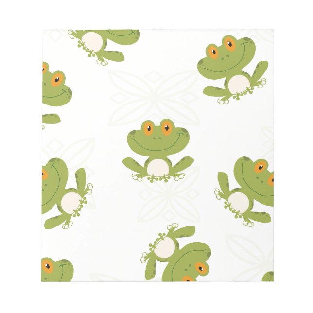 Cute Green Frog Pattern Notepad (Front)