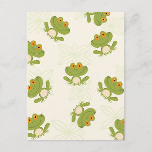 Cute Green Frog Pattern Postcard