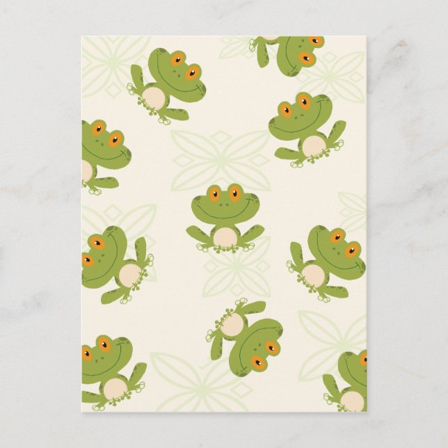 Cute Green Frog Pattern Postcard (Front)