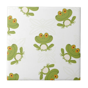 Cute Green Frog Pattern Tile